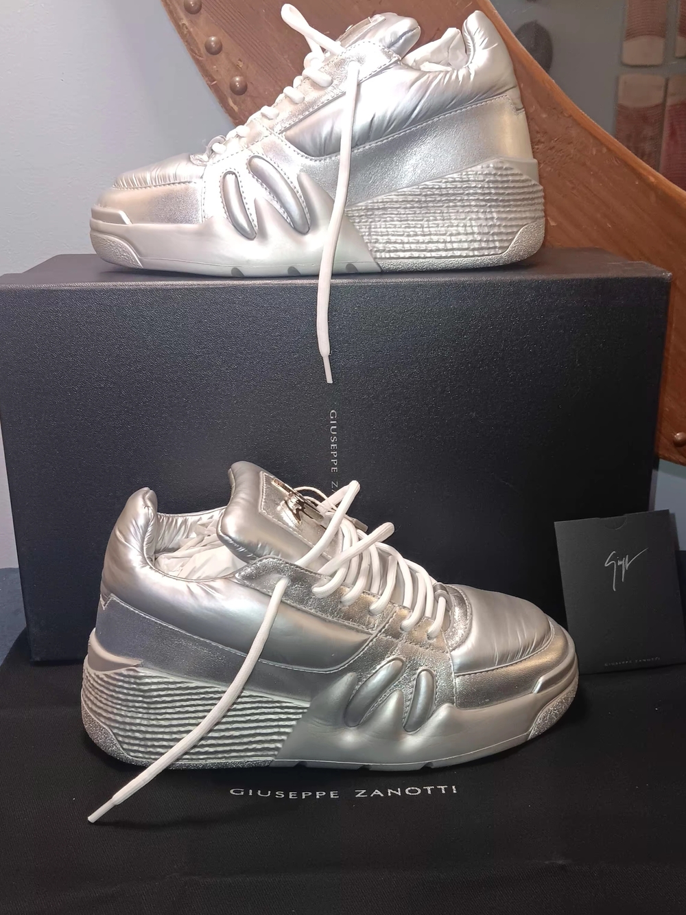 Giuseppe Zanotti Silver Metallic Platform Sneakers